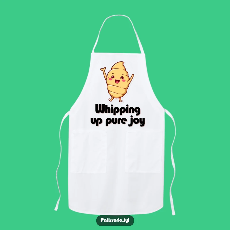 Funny Croissant Apron: Smiling & Jumping, Baker's Joyful Kitchen Wear