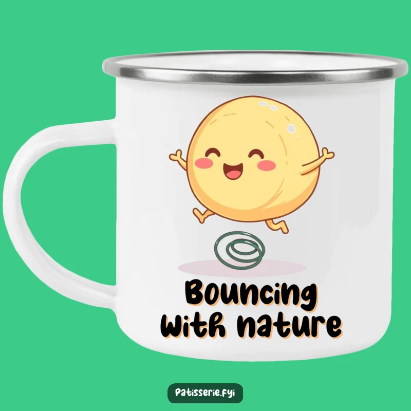 Funny Pastry Camping Mug - Bouncing Baked Good Enamel Cup, Perfect Funny Gift