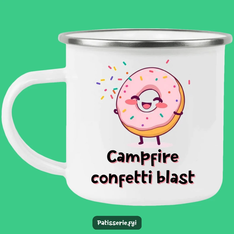 Funny Donut Enamel Camping Mug: Giggling Sprinkles for Festive Outdoor Moments Gift