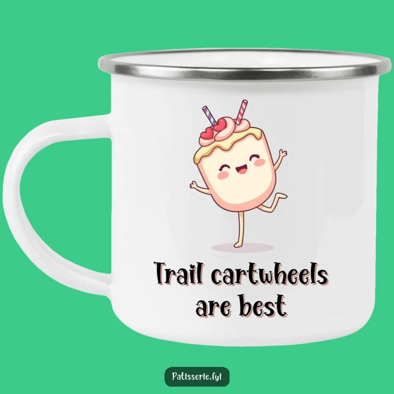 Funny Cake Pop Cartwheel Camping Mug: Adventure Fuel, Perfect Gift for Outdoor Fun