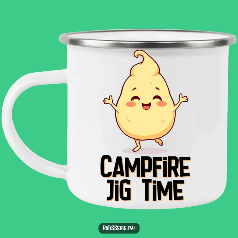 Funny Giggling Profiterole Camping Mug: Hilarious Jigging Dessert Companion!