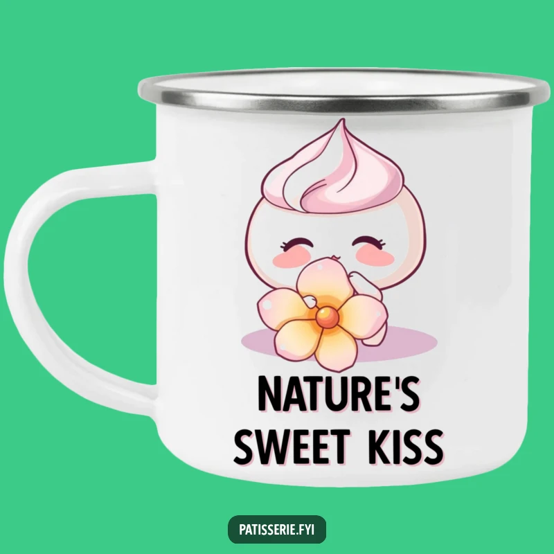 Funny Meringue Kiss Camping Mug - Sweet Flower Touch Adventure Gift