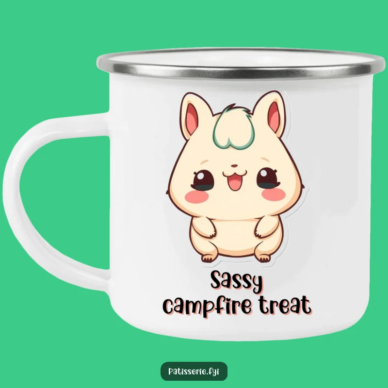 Durable Funny Petit Four Camping Mug: Cheeky Treats Outdoors