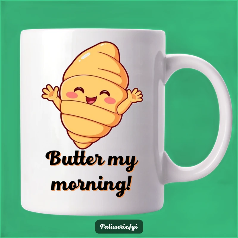 Funny Croissant Waving Hello Mug - The Perfect Cheerful Gift for Pastry Lovers