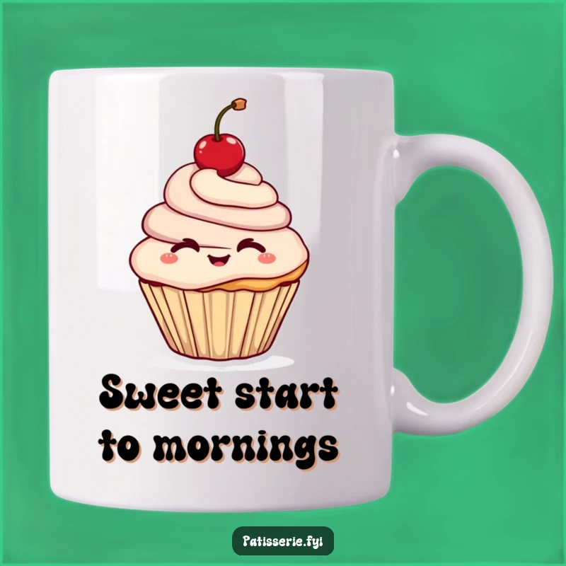 Funny Cupcake Mug: Cheerful Wink, Cherry Topper, Sweet Gift for Bakers