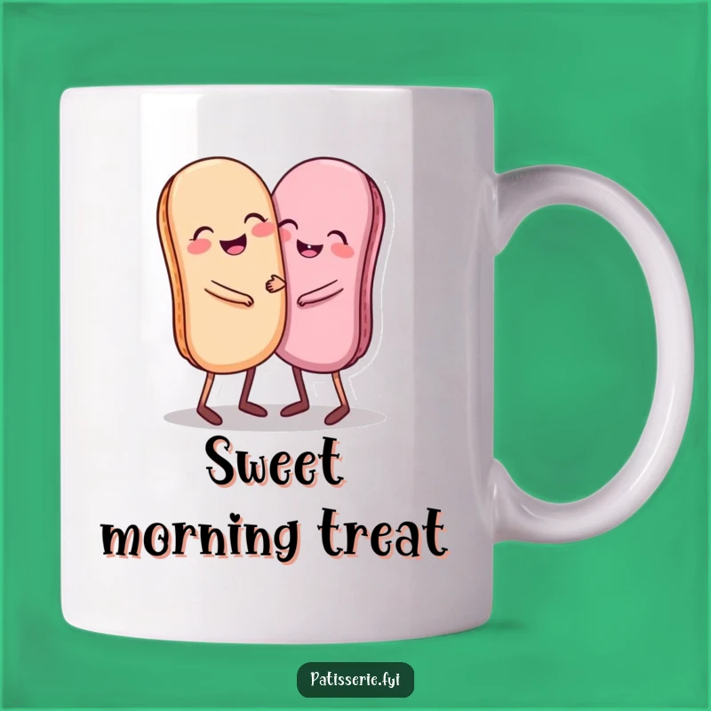 Funny Giggling Macaron Mug, Hugging Sweet Treat Gift for Joy