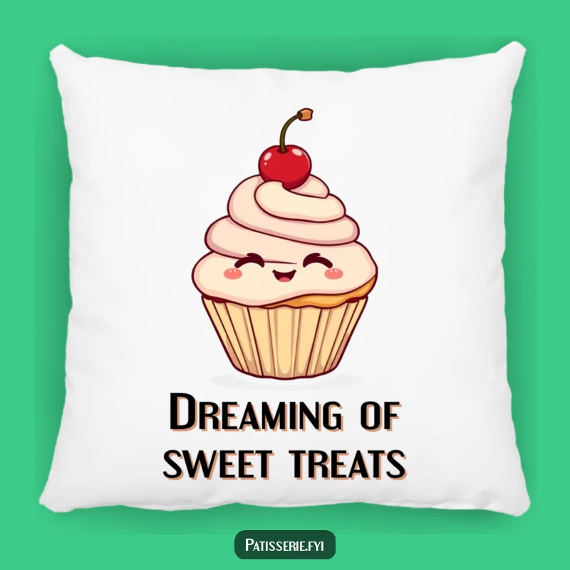 Funny Cupcake Pillow: Cozy Comfort with Cheerful Wink & Cherry Accent