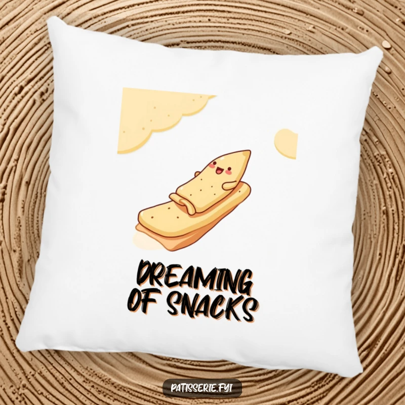 Funny Pillow featuring a jolly samosa sliding down a pita bread ramp, offering soft comfort and snack-themed humor.