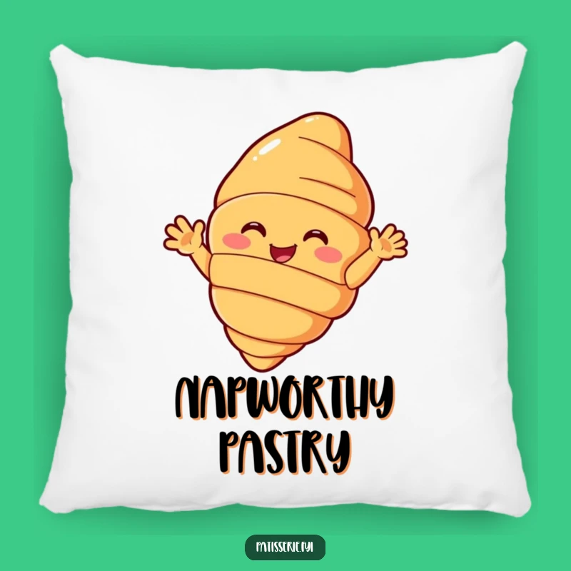 Funny Croissant Pillow - Cozy Pastry Waving Hello, Ultimate Comfy & Funny Gift