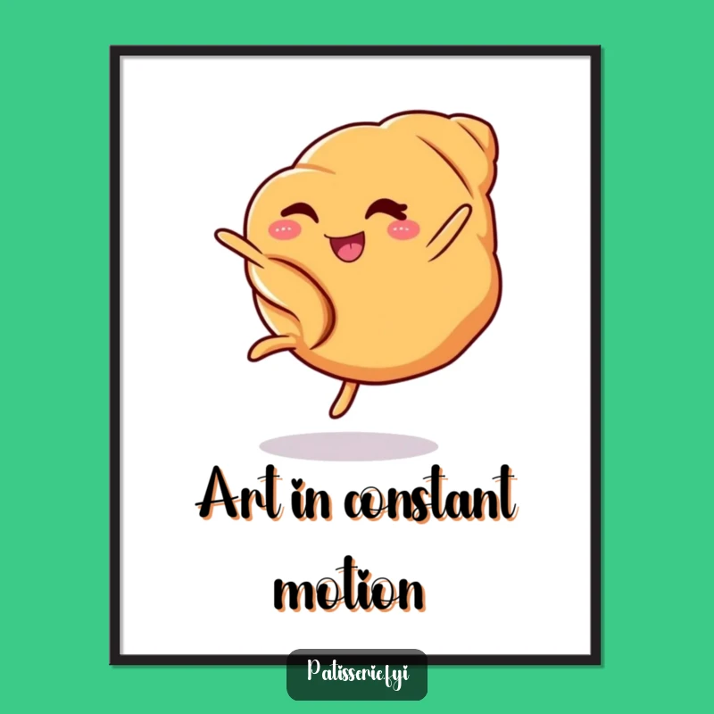 Funny Croissant Cartwheel Digital Art - Instant Joyful Decor Gift