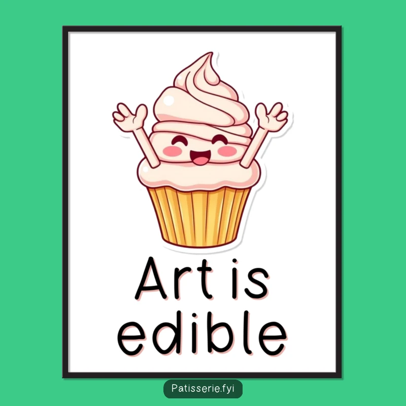 Funny Cupcake Digital Art: Frosting Fun Scene, Instant Funny Gift