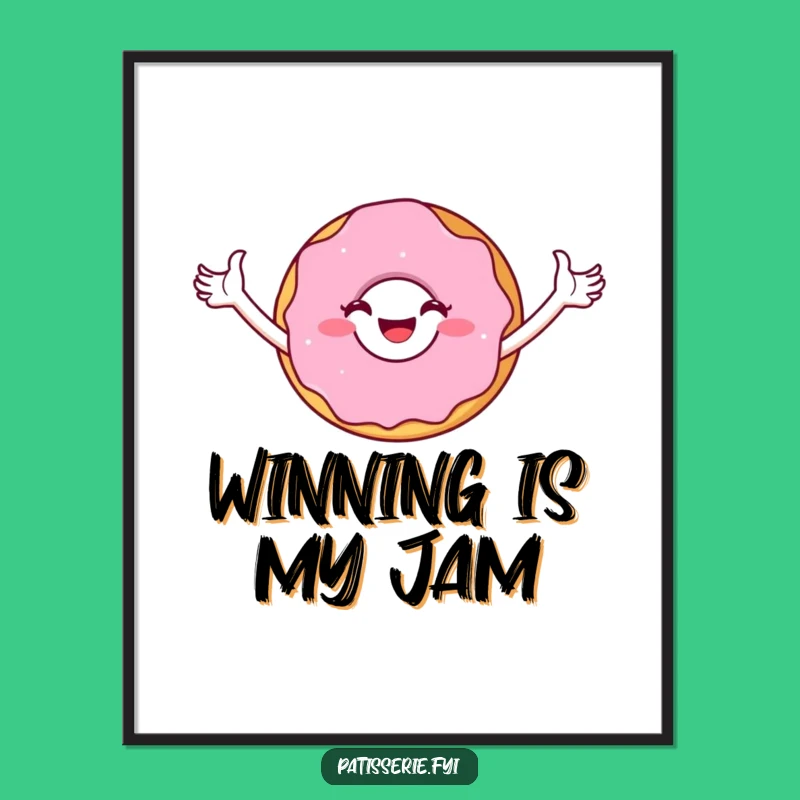 Funny Donut Triumph Digital Art: Instant Victory, Perfect Gift for Wall Decor