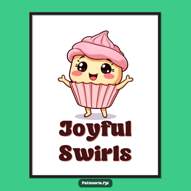 Funny Giddy Cupcake Digital Art - Dancing Treat Design, Instant Joyful Funny Gift
