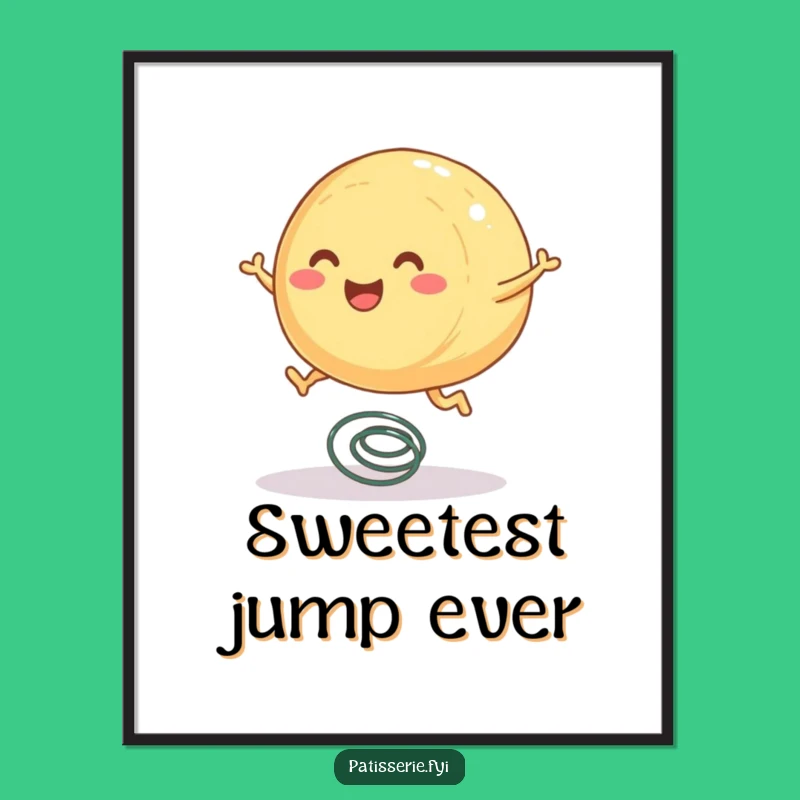 Funny Pastry Digital Art Print - Bouncing Baked Good Downloadable Decor, Instant Funny Gift