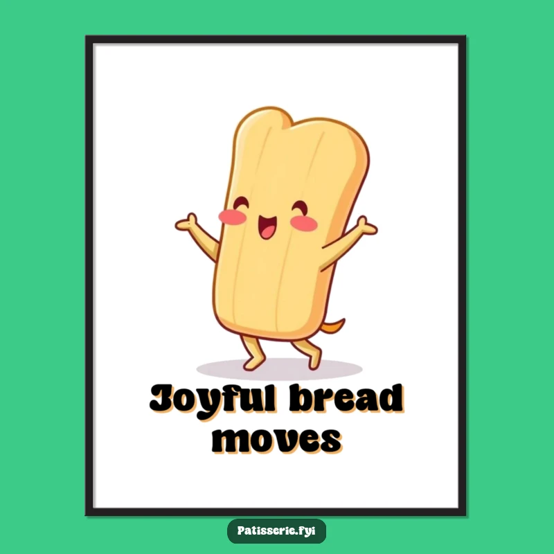 Funny Baguette Print: Jig Character, Cheerful Dance - Instant Fun