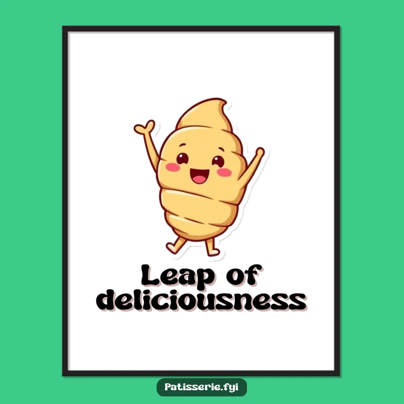 Funny Croissant Digital Art: Smiling Jump, Joyful Pastry, Instant Cheer Download