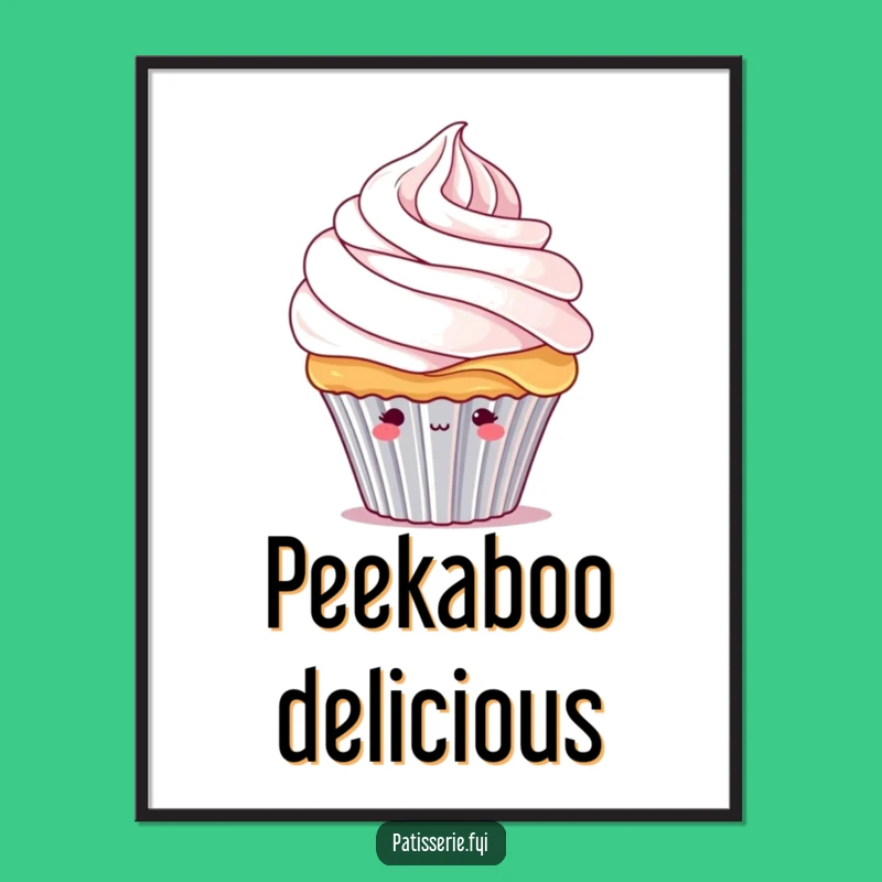 Funny Shy Cupcake Art Print: Charming and Hilarious Wall Decor