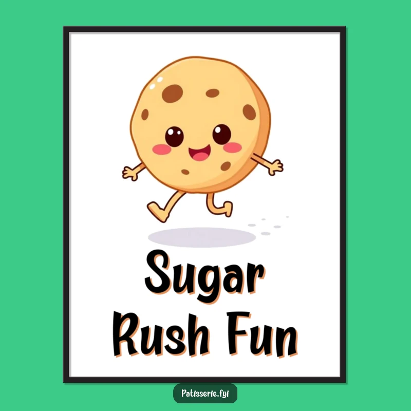 Funny Cheerful Cookie Digital Art - Skipping Treat Design, Instant Sweet Funny Gift