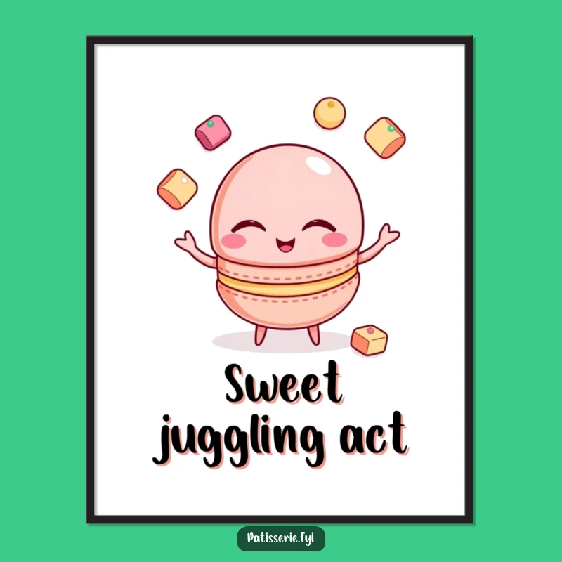 Funny Macaron Digital Art: Juggling Sweetness Art, Instant Funny Gift