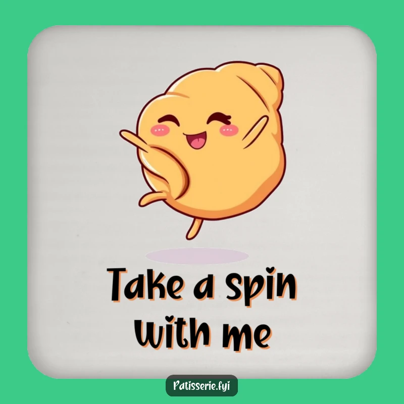 Funny Croissant Cartwheel Drink Coaster - Protect Surfaces Hilariously Gift