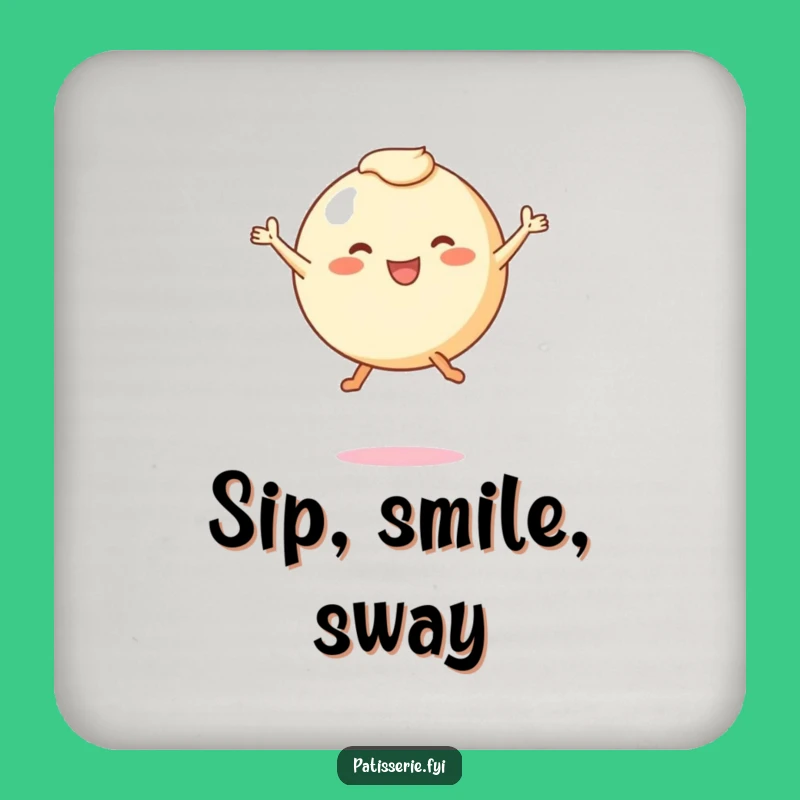 Funny Pastry Leap Coaster: Joyful Round Character for Tabletop Fun Gift