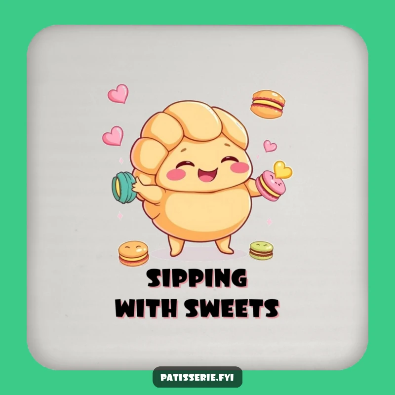 Funny Croissant Macaron Drink Coaster: Protect Surfaces with Sweetness