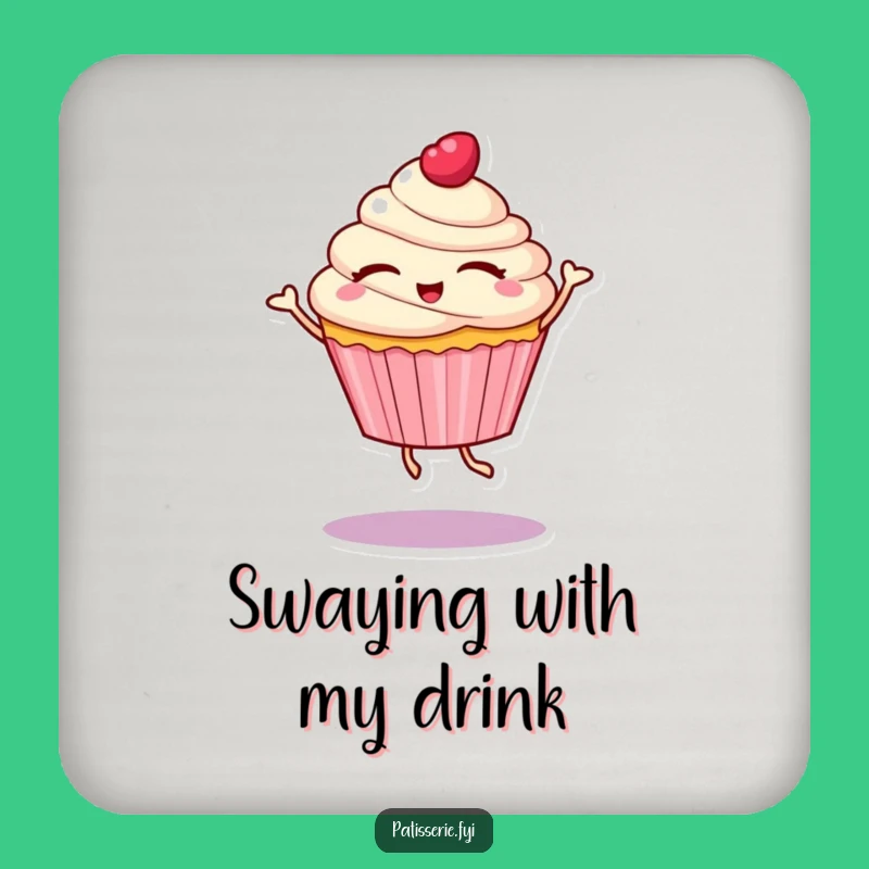 Funny Cupcake Dance Coaster: Joyful Character for Tabletop Fun Gift