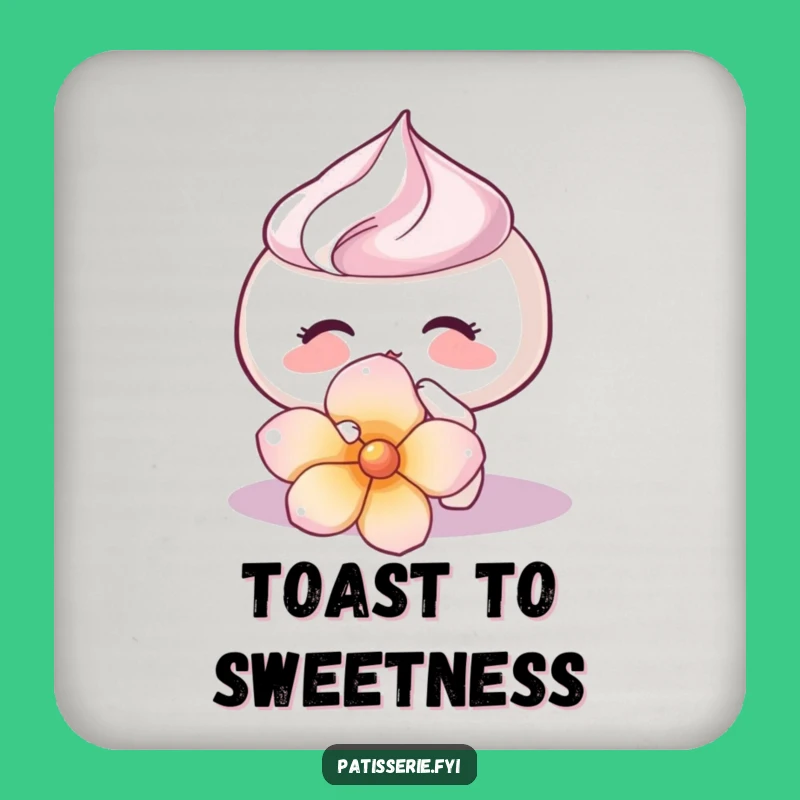 Funny Meringue Kiss Coaster - Protect Surfaces with Sweet Flower Art Gift