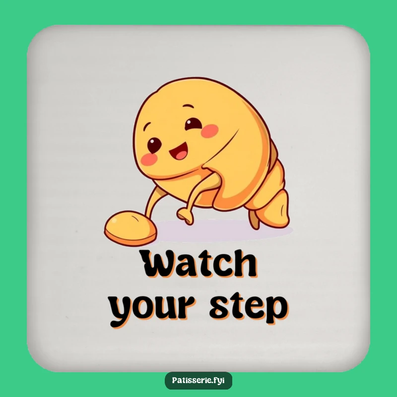 Funny Croissant Drink Coaster Set: Protect Surfaces with Smiling Pastry's Charm Gift