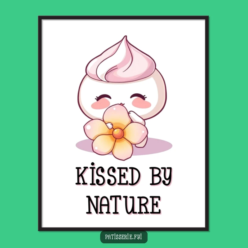 Funny Meringue Kiss Poster - Delicate Flower Art Print Gift