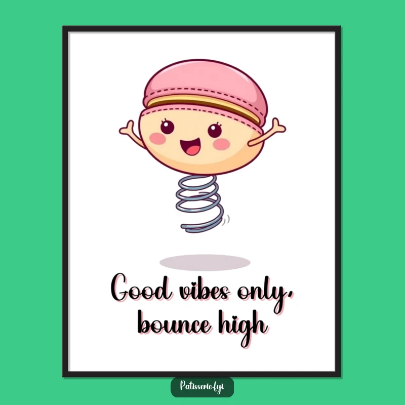 Funny Macaron Spring Poster - Whimsical Dessert Art Gift