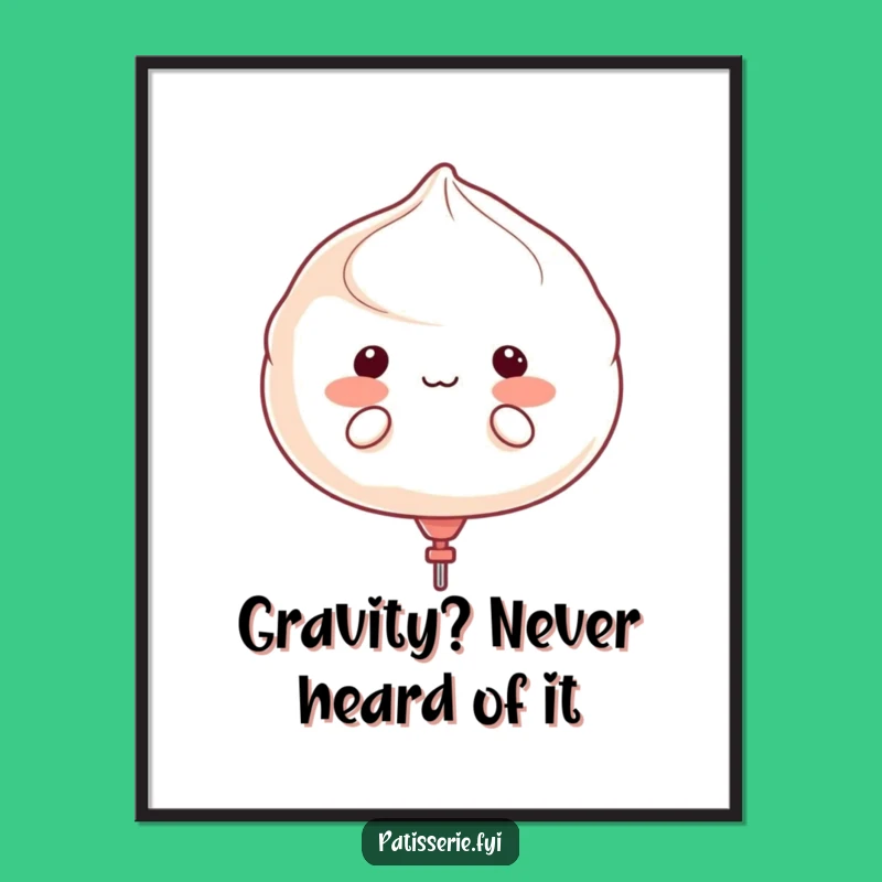 Funny Meringue Float Away Poster - Whimsical Cartoon Character Wall Art