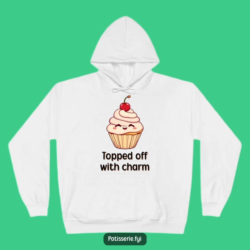 Funny Cupcake Hoodie: Cozy Comfort with Cheerful Wink & Cherry Design