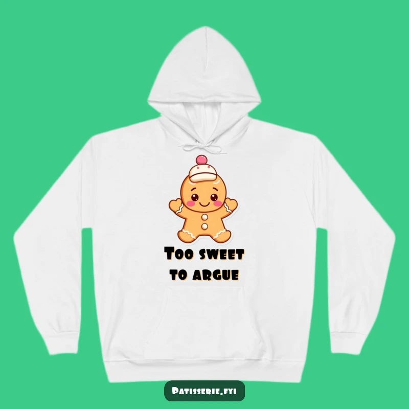 Funny Gingerbread Cookie Hoodie: Waving Character, Jaunty Cap - Cozy Gift