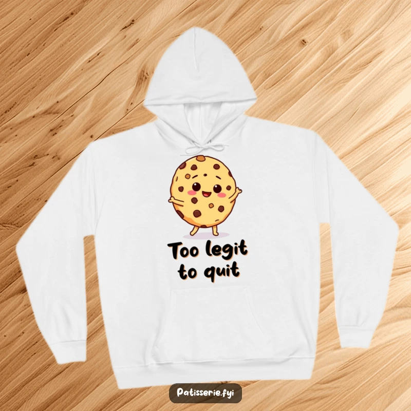Funny hoodie showing a giddy chocolate chip cookie mid-silly dance, perfect for cozying up with a dose of hilarious charm.