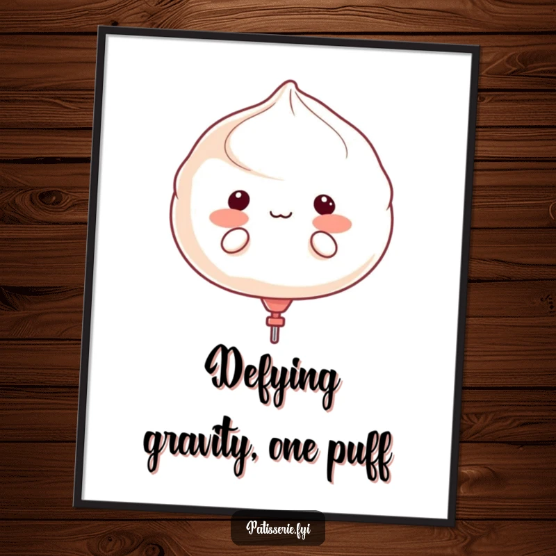 Funny Free Printable Meringue Wall Art, a character puffing cheeks, ready to float away like a balloon, adding charm.