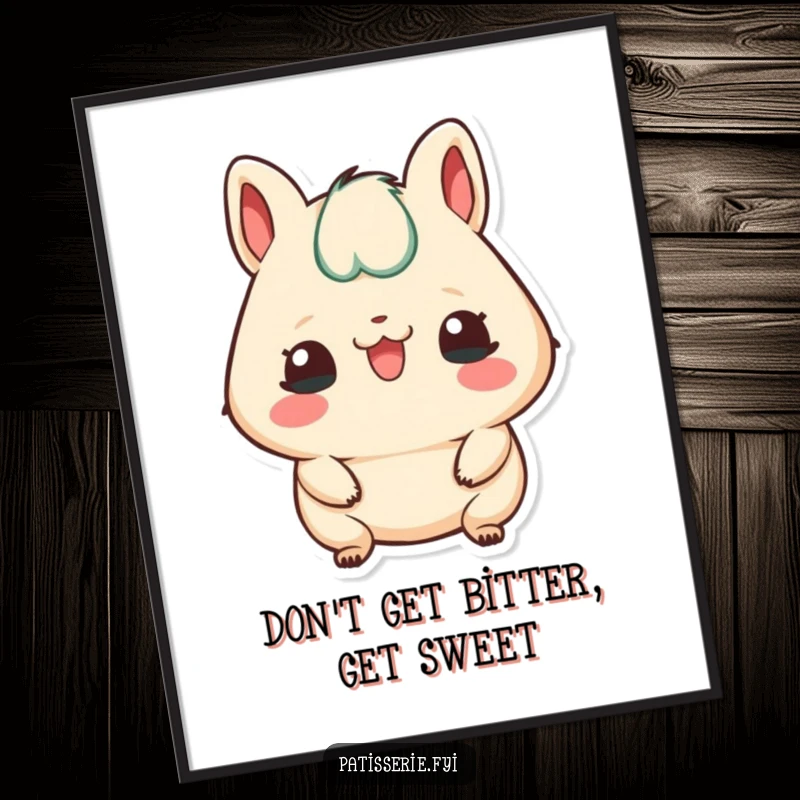 Funny Free Printable Wall Art: Petit four character playfully sticking its tongue out, adding a cheeky touch to decor.