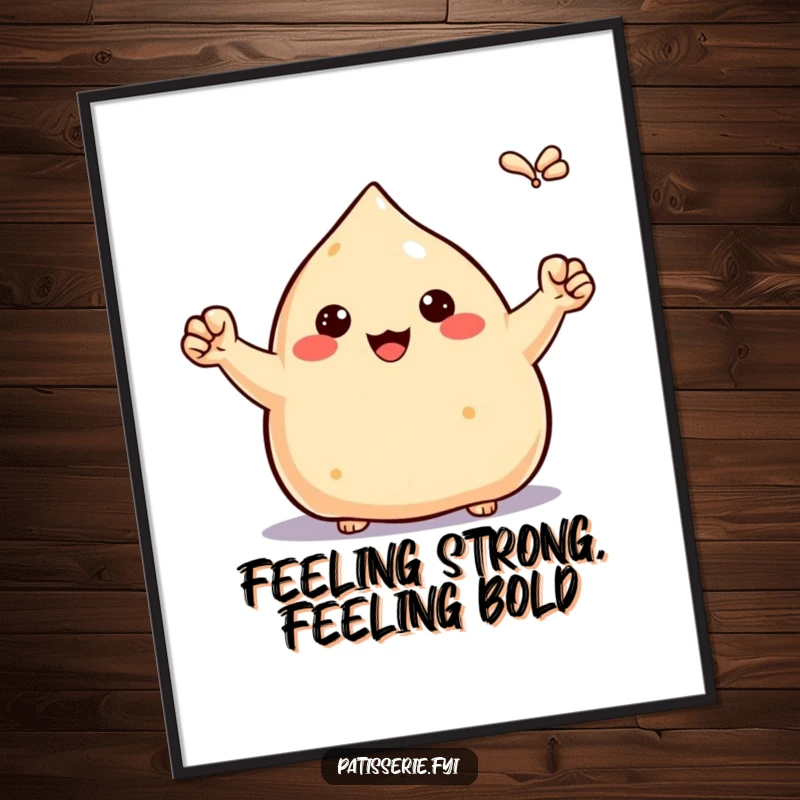 Funny Free Printable Wall Art: A proud samosa striking a victorious pose, pumping tiny fists in the air.