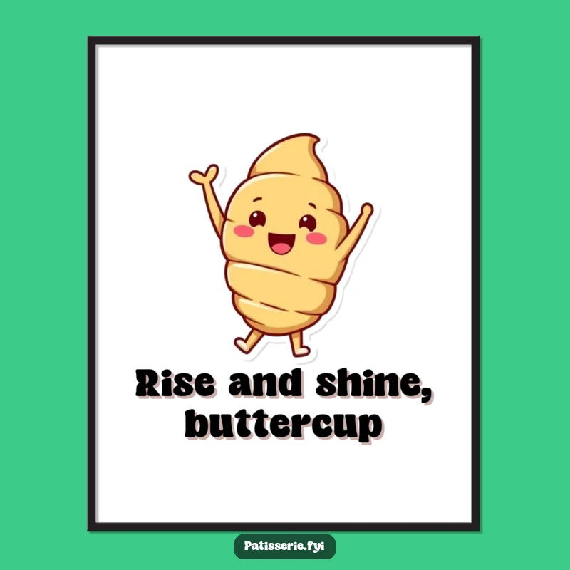 Free Printable Wall Art: Croissant's Joyful Leap, Whimsical Downloadable Decor Gift