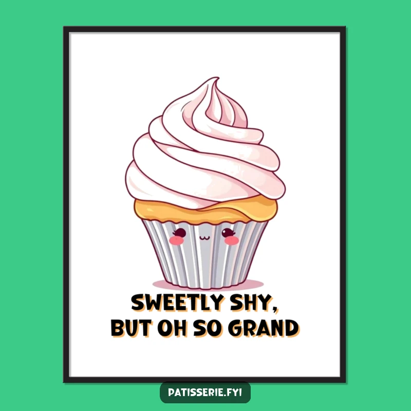 Free Printable Wall Art: Shy Cupcake's Sweet Charm, Funny Downloadable Decor