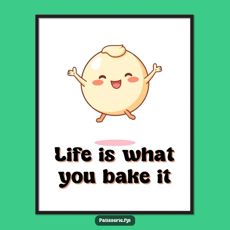 Funny Free Printable Wall Art: Leaping Pastry Character Downloadable Decor