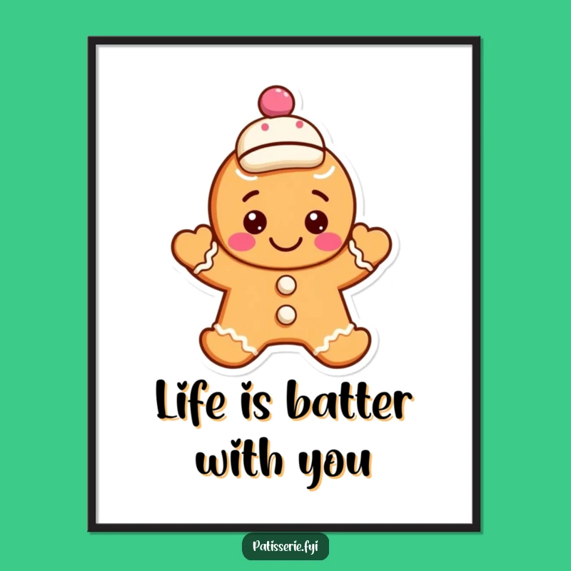 Free Printable Gingerbread Wall Art: Funny Waving Cookie Downloadable Decor Piece!