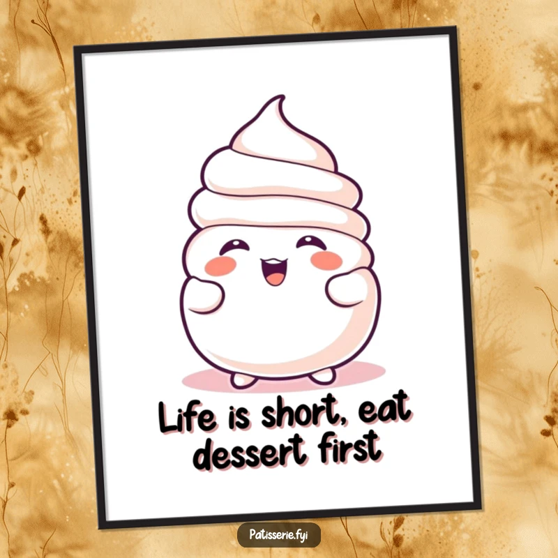 Funny Free Printable Wall Art of a happy meringue character caught in a fit of infectious laughter.