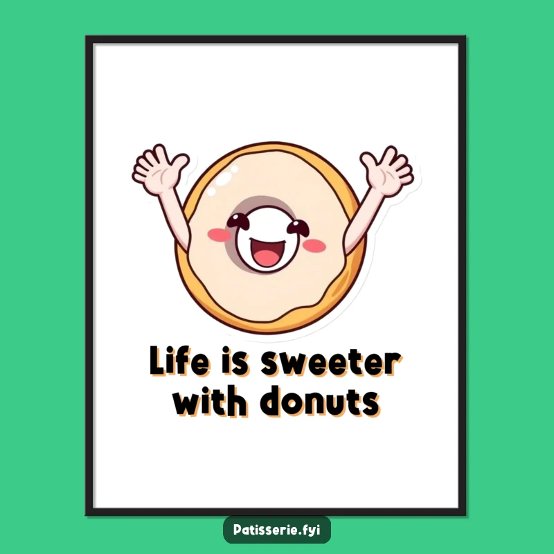 Funny Free Printable Wall Art: Cheerful Donut Character Downloadable Decor