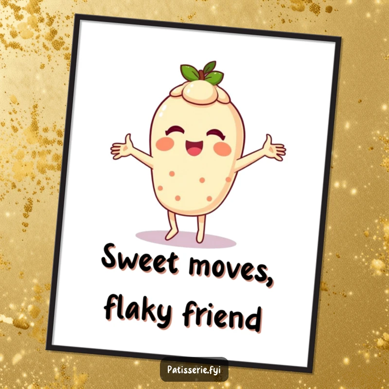 Funny Free Printable Wall Art: A giggling tart character in the middle of a spontaneous, silly dance.