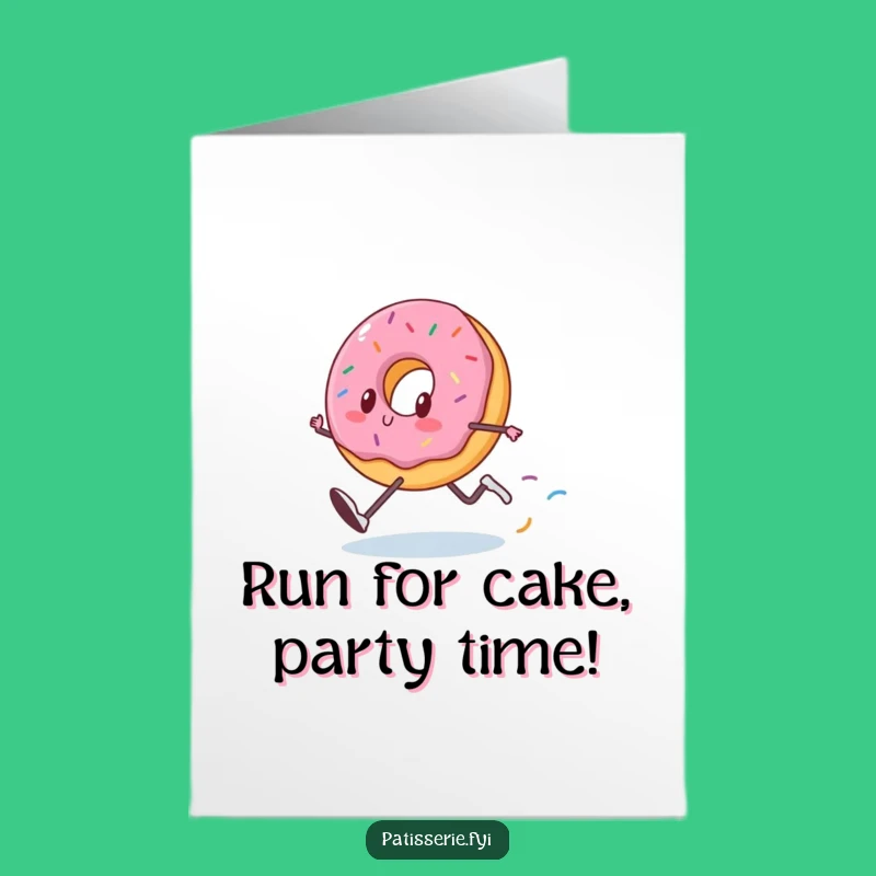 Free Printable Birthday Card: Running Donut, Downloadable Funny Celebration Gift