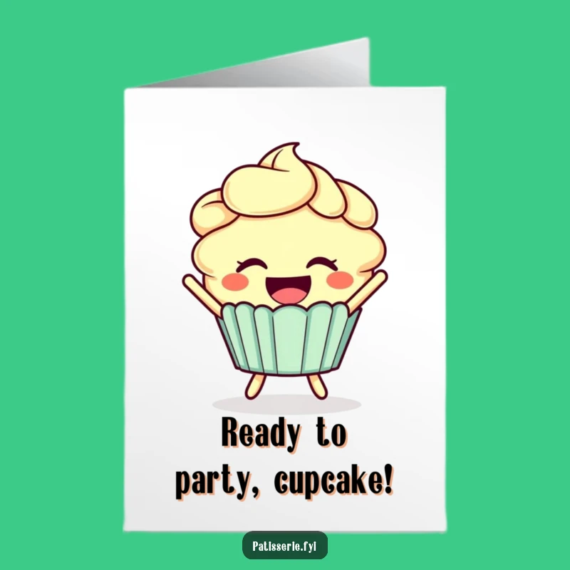 Free Printable Birthday Card: Joyful Cupcake, Funny Downloadable Gift for Sweet Celebrations