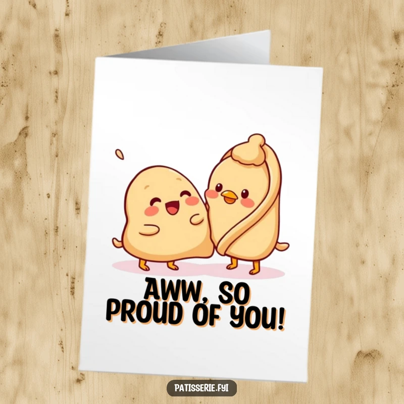 Funny Free Printable Congratulations Card: A happy samosa reaches out to pat a confused chickpea.