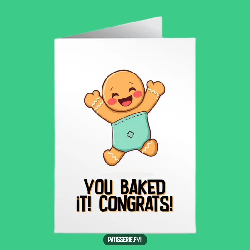 Congrats Free Printable Card: Jumping Gingerbread Man, Downloadable Cheerful Greeting