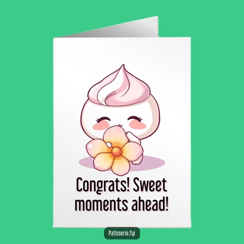 Meringue Kiss Free Printable Congrats Card, Delicate Downloadable Gift for Sweet Moments